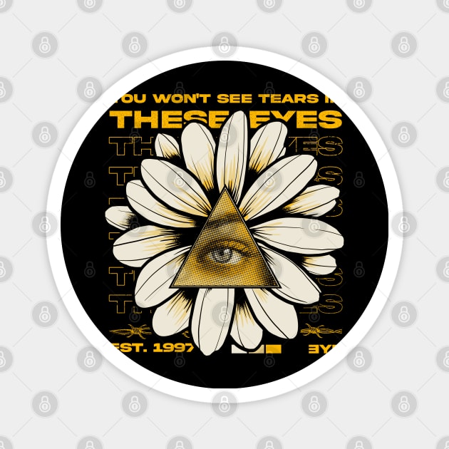 Flower Eye Sad Vaporwave Illuminati Pyramid Tears Sunflowers Magnet by alxmd